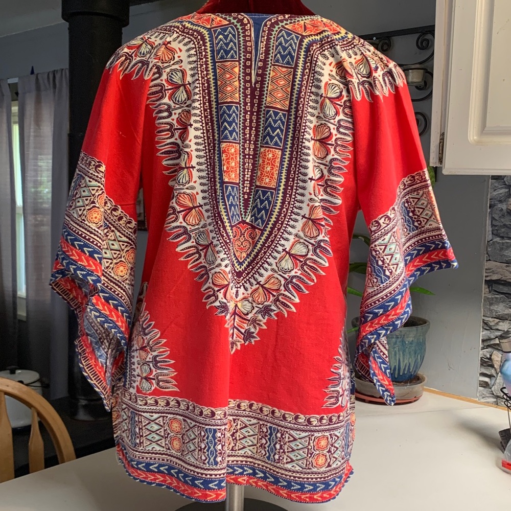 Red Boho Pattern Pullover Shirt - Picture 2 of 6